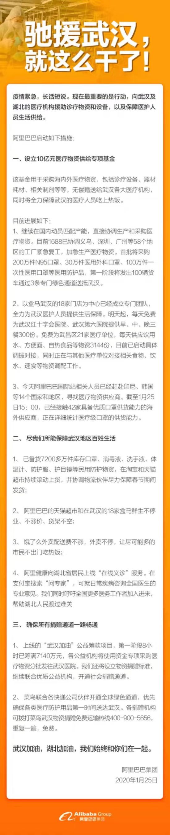 阿里设立10亿医疗物资供给专项基金 海外直采定点送医院