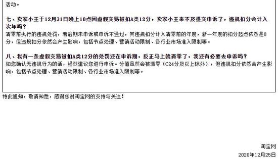 淘宝调整违规行为扣分及节点细则：2021年1月1日正式生效