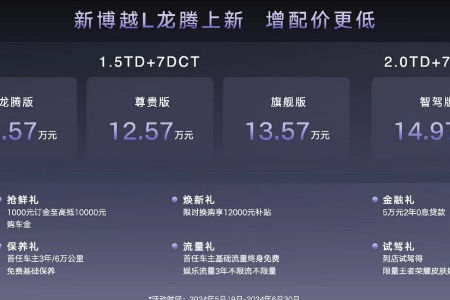 吉利新博越L龙腾上新 指导价下探10000元 仅11.57万元起