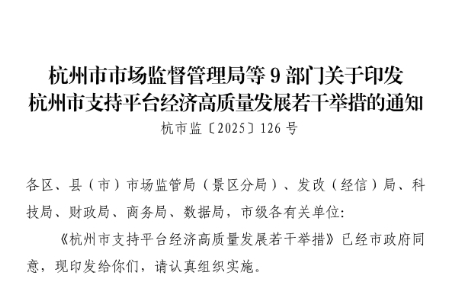 杭州市支持平台经济高质量发展若干举措